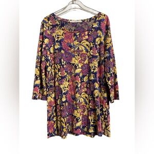 Peruvian Connection Multicolor Floral Cotton Top